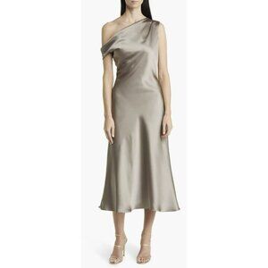 Amsale $360 Satin Midi One Shoulder Formal Dress Size 2 NWT